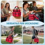 Medicine Organizer Bag with Insulated Pocket for Travel, Pill Bottle Storage Bag with 4 Customized Dividers & Shoulder Strap for Medication, Insulin and First Aid Supplies, Red (Bag ONLY)