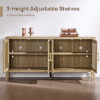 SICOTAS TV Stands for Living Room Bedroom - Farmhouse Entertainment Center TV Console with 4 Doors Cabinet, 59" Television Stands Media Console Credenza for 45 50 55 60 65 Inch TVs, Light Walnut
