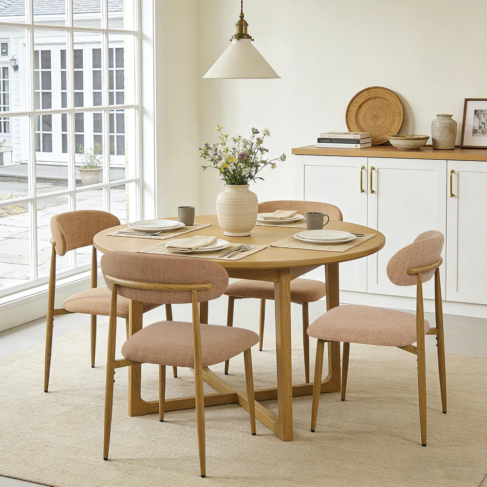 FREKEN Modern Upholstered Dining Chairs Set of 4, Mid-Century Metal Frame wit...