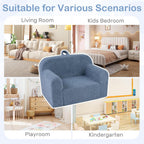Costzon Kids Couch, Comfy Toddler Sofa Chair with Soft Fleece Fabric Cover, Kids Furniture for Playroom, Children Reading Armchair for Boys & Girls Aged 3+ Birthday (Medial,Blue)