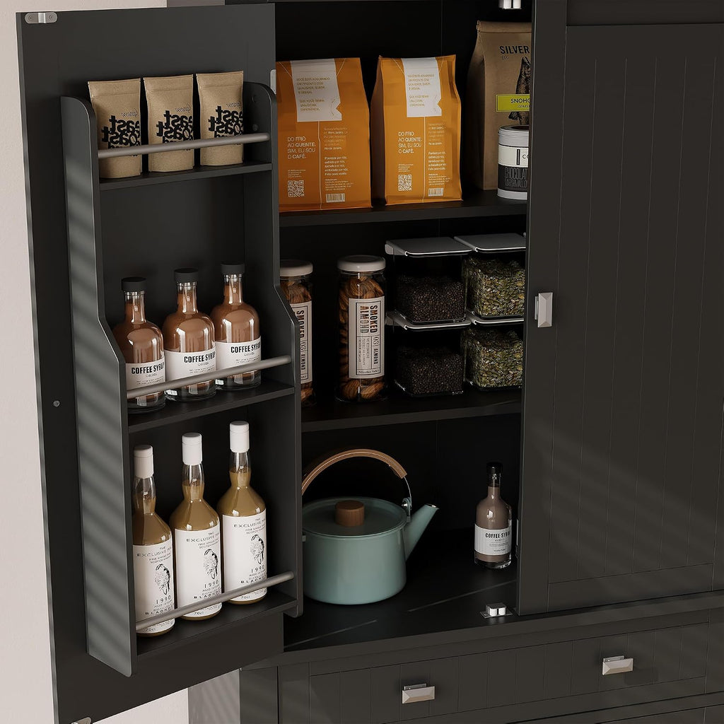 TrailBlaze 72'' Tall Kitchen Pantry Cabinet with Doors & Drawers, Freestanding Narrow Pantry Storage with Adjustable Shelves, Storage Cabinet for Dining Room Living Room Kitchen