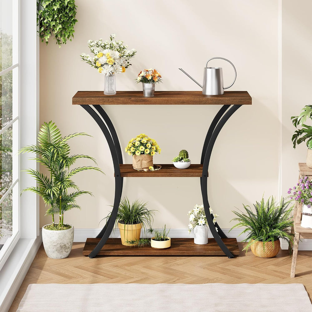 Hoctieon 3 Tier Console Table with Open Wood Shelves, Decorative Entryway Tab...