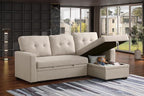 Devion Furniture Garisa 4-in-1 Convertible L Shaped Couch with Pull Out Bed and Storage, Sectional Sleeper Sofa with Reversible Chaise for Living Room, Apartment, Bedroom, Office