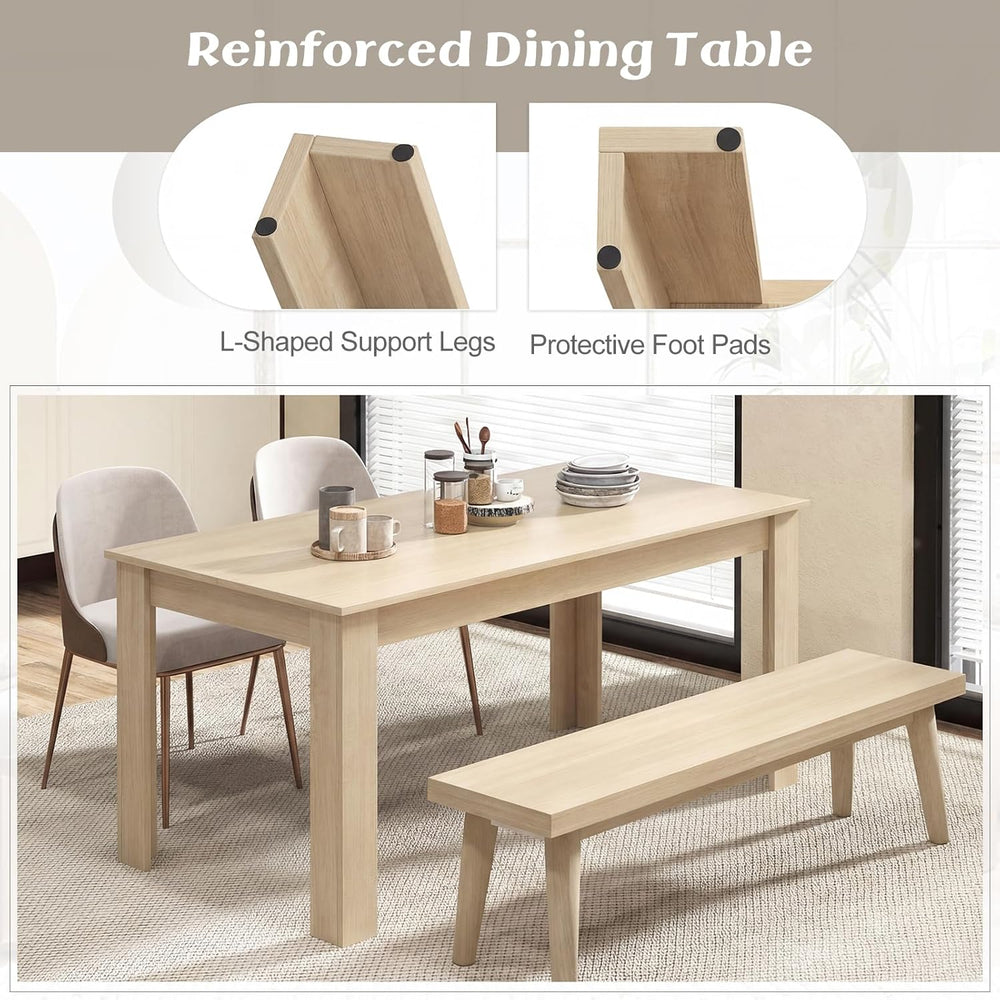 Giantex Dining Table for 4-6, 63" L Large Farmhouse Kitchen Table, Woode...