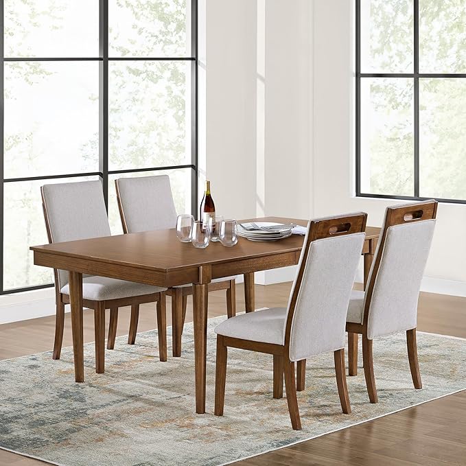 Signature Design by Ashley Lyncott Casual Upholstered Dining Chair with Cushion and Cutout Handle, Set of 2, Light Gray & Dark Brown