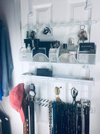 Men’s Over the Door/Wall Hanging Closet Tie and Belt Organizer Rack # 9300 in White 43 Hooks for Men’s Organization Patented