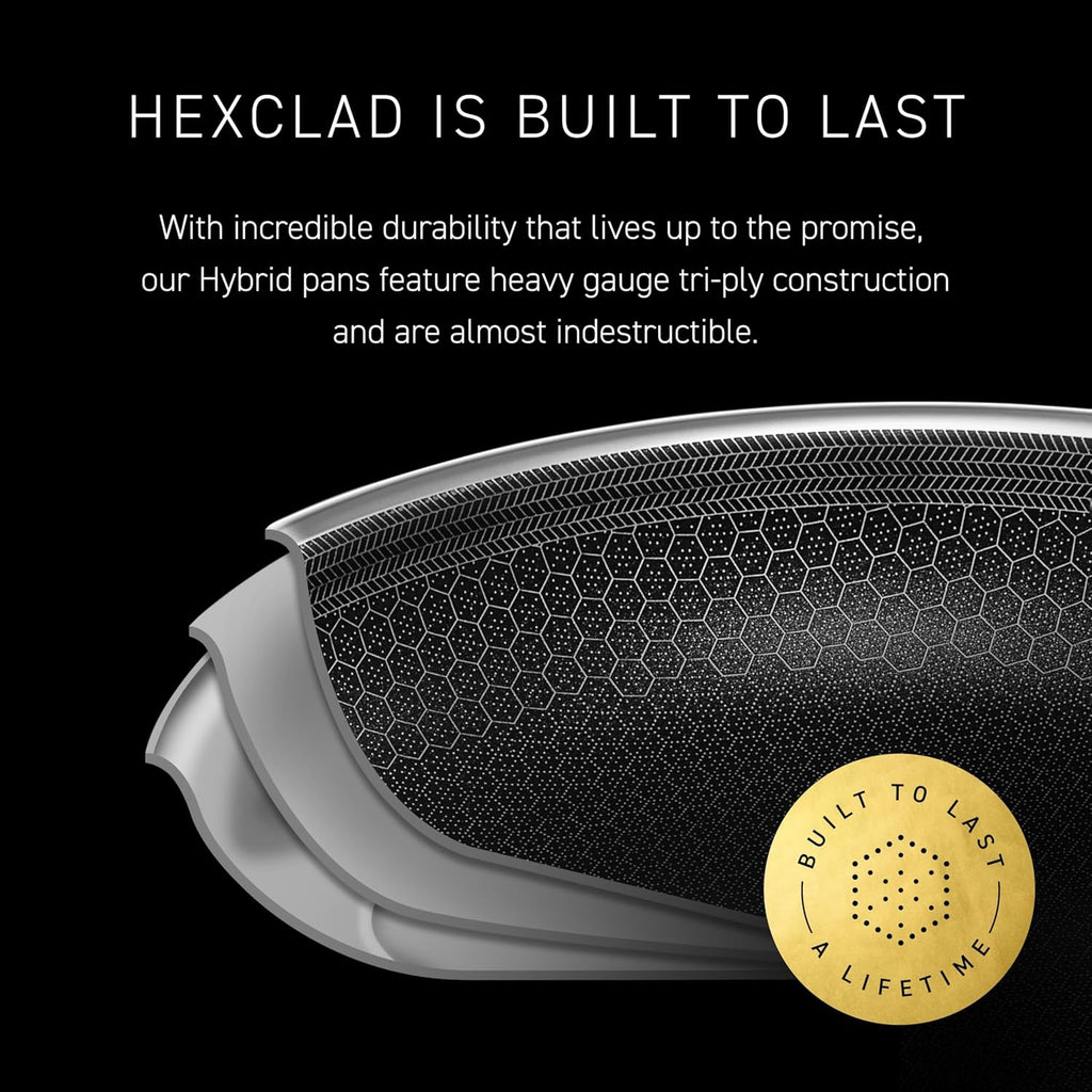 HexClad Hybrid Nonstick 8-Quart Stockpot with Tempered Glass Lid, Stay-Cool Handles, Dishwasher-Friendly, Oven-Safe Up to 900°F, Induction Ready, Compatible with All Cooktops
