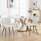 Dining Chairs Set of 3, Comfy Modern Dining Chairs with Thick Cushions, Upholstered Fabric Kitchen Side Chairs with Adjustable Metal Legs for Dining Room (Beige)