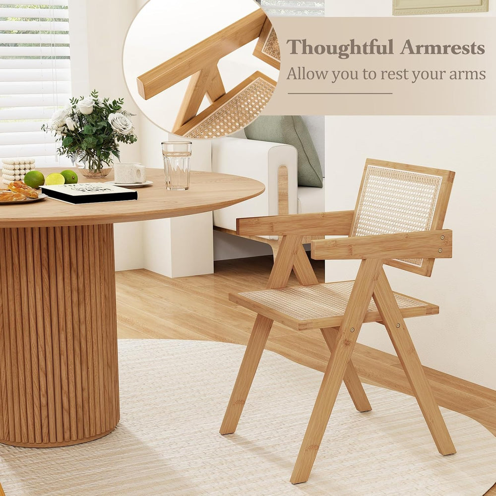 GIANTEX Rattan Dining Chairs Set of 2, Boho Cane Living Room Chairs, Max Load...
