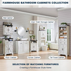 ACCOHOHO Bathroom Floor Cabinet, Farmhouse Storage Cabinet, 24" Wide Cabinet with Drawer, Adjustable Shelf, Barn Doors, Cabinets for Bathroom, Kitchen, Living Room, Off White