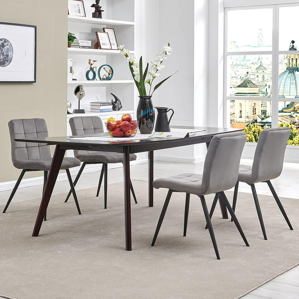 DUHOME Fabric Dining Chairs Set of 4, Black Metal Leg Accent Chairs Grey | So...