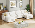 Homall 159" Modular Sectional Sofa, U Shaped Sofa Couch with Reversible Ottoman, DIY Combination Chenille Deep 4-Seat Cloud Couch for Living Room, Apartment (White, U Shaped Sofa)