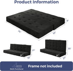 MAXYOYO 8" Thick Folding Mattress with Handles, Tufted Floor Sofa Bed (Frame Not Included), Foldable Couch Bed Versatile Floor Mattress for Sleeping, Living Room & Guest Room, Black