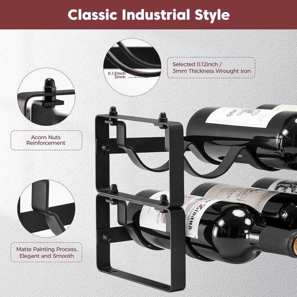Stackable Wine Rack Countertop, Sturdy Wine Bottle Holder Freestanding for Cabinet, 2 Tier Small Tabletop Wine Holder Stand for Pantry Bar, Wire Wine Bottle Rack Metal Wine Storage Organizers