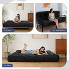 MAXYOYO 8" Futon Mattress, Full Size Extra Thick Futons Sofa Couch Bed for Adults, Velvet Floor Mattress Shredded Foam Filling (Frame Not Included)