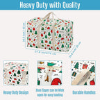 VENO 4 Pack Moving Bags and Large Christmas Storage Bins with lids. Alternative to Moving Boxes, Packing Supplies for College. Extra Large Heavy Duty Totes for Packaging (Jingle Mix, 4 Pack)