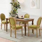 Linen Upholstered Dining Chairs Set of 2 French Country Oval Fabric Back Kitchen Side Chair with Wood Legs for Dining Room, Kitchen, Restaurant(Olive Green-Fabric)