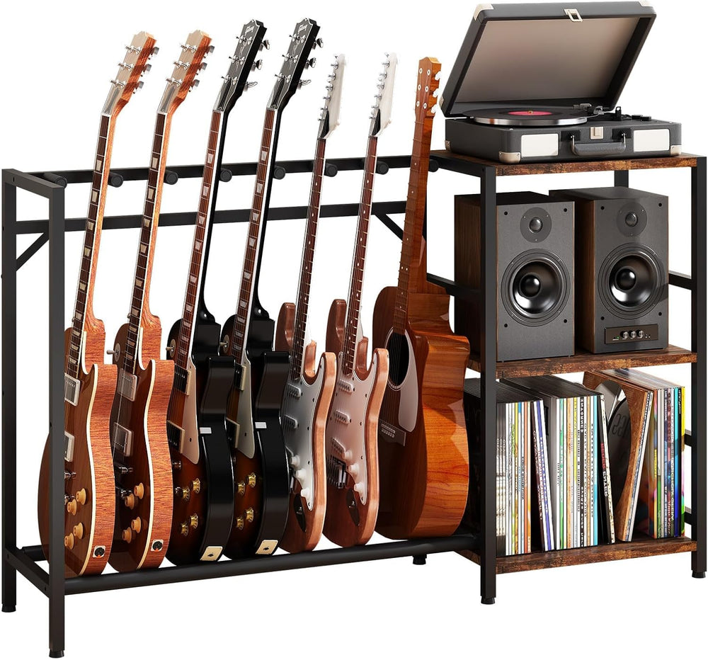 Guitar Stand with Record Player Stand, Guitar Rack with Record Player Table, ...