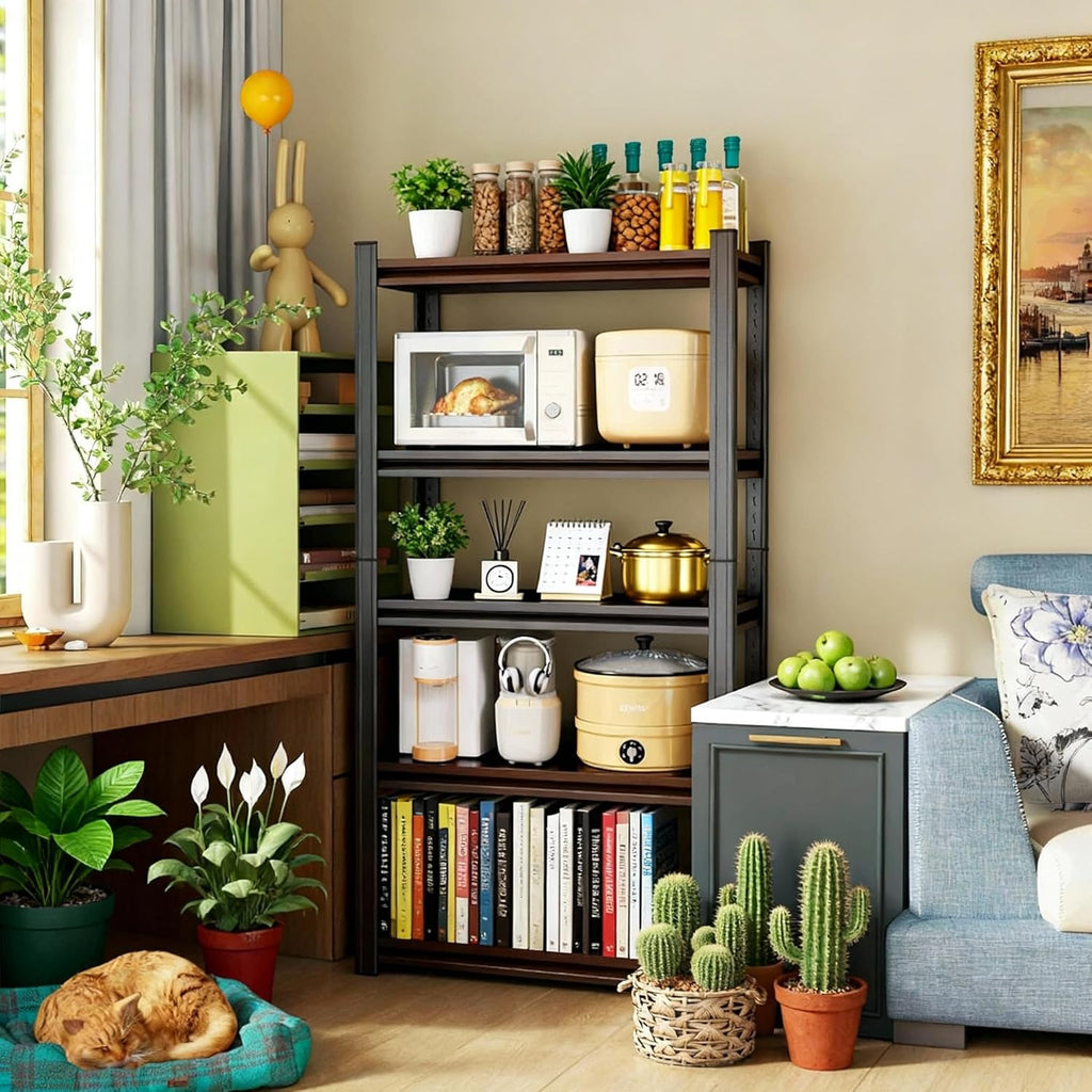 4 Tier Shelf, Adjustable, Metal, Sturdy, Easy Assembly, 20" w,14" d, 55" H,Organization and Storage Shelving Unit for Laundry Room/Bathroom/Garage, Bookshelf, Plants Shelf
