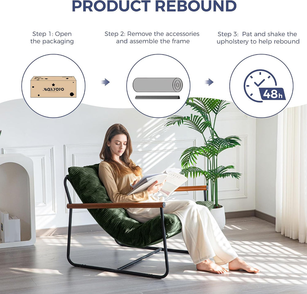 MAXYOYO Modern Accent Chair, Comfy Living Room Chair with Metal Frame | Accen...