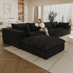 157.6" Oversized L Shaped Modular Boneless Sofa with Ottoman, Cloud Sectional Couches for Living Room, Deep Seat Corduroy Upholstered Couch Furniture Set, No Assembly Required (4 Seater+1 Ottoman)