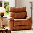 GarveeHome Recliner Chair - PU Leather Manual Recliner for Adults, Lazy Chair with 1.5X Sponge Comfort Arm and Back for Living Room, Bedroom