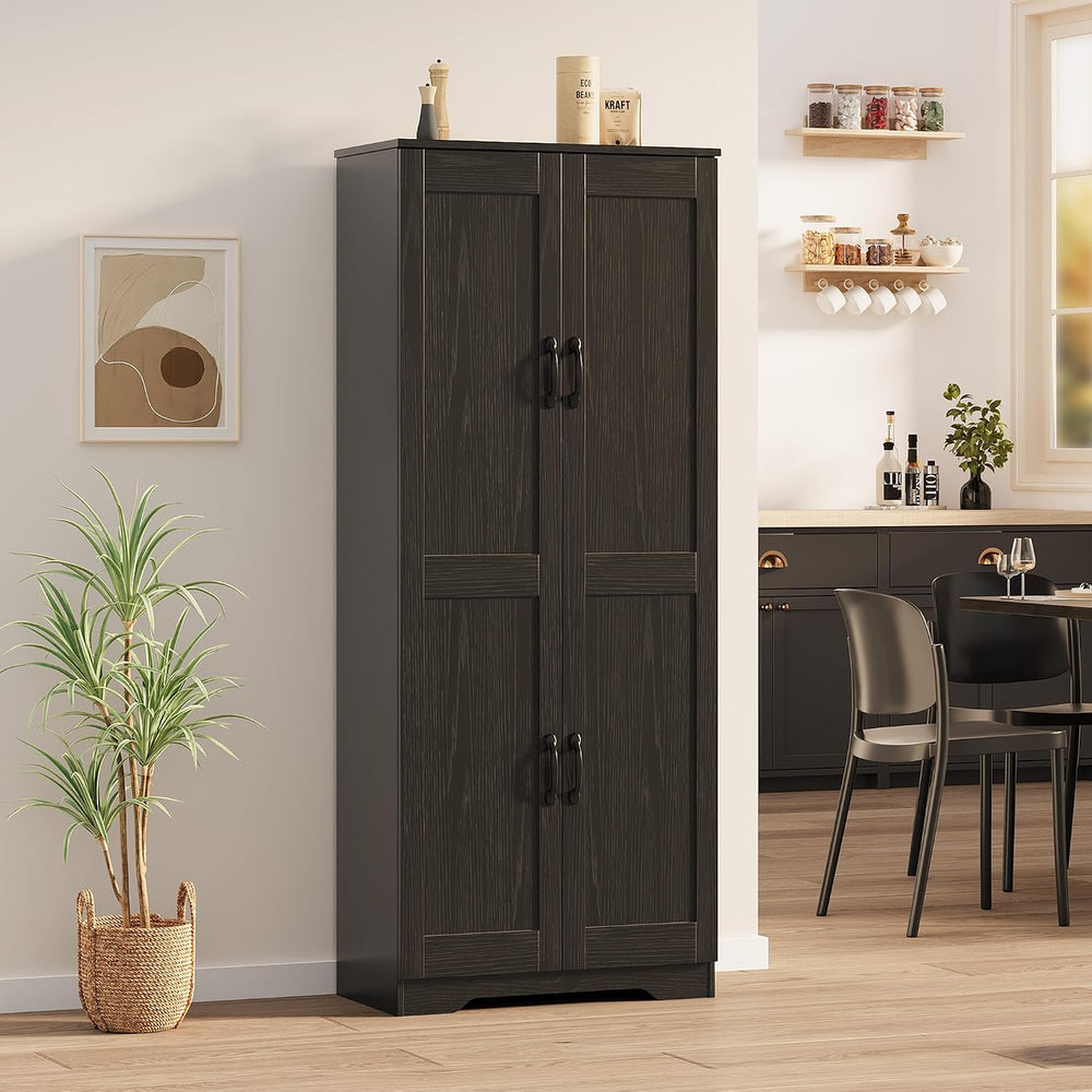 Garvee Tall Pantry Cabinet, 60" Kitchen Storage Cabinet with 2 Doors &am...