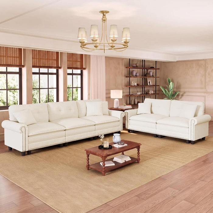 PHI VILLA Modular Sectional Sofa & Cloud Loveseat Set Living Room 2-Piece