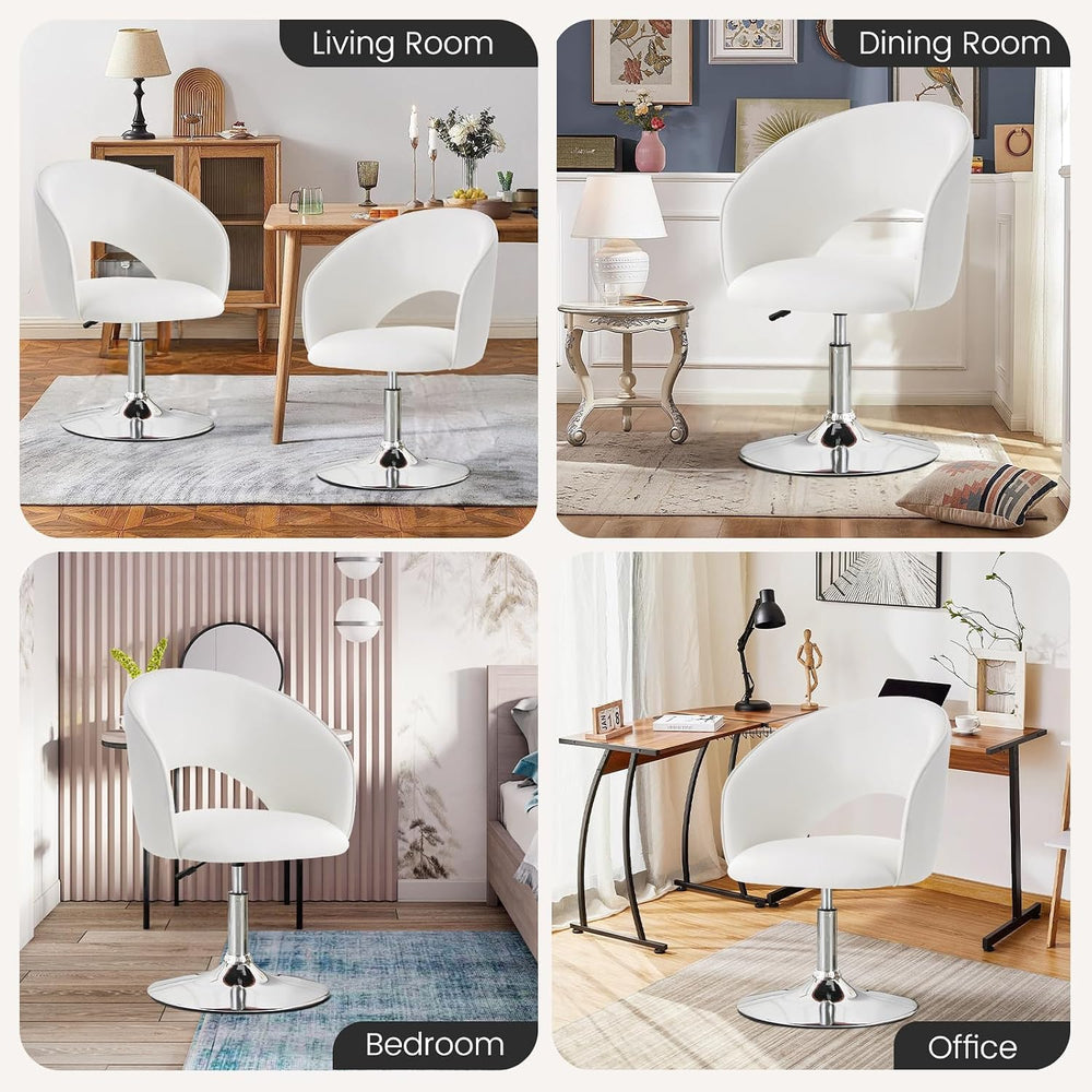 Furniliving Makeup Vanity Chair, Flexible Round-Back Accent Chair with Plated...