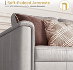 SITJOY 91" Faux Leather Modular Sectional Sofa with Storage, Mid Century Modern Sectional Couches for Living Room, Soft Padded Armrests, 3 Seater Couch, Greige
