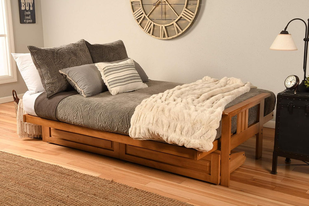 Kodiak Furniture Monterey Queen-size Futon, Storage Drawers, Butternut Finish...