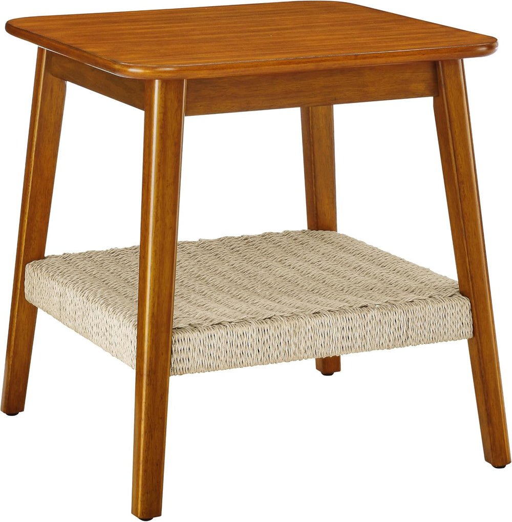 23" Handwoven Storage Corner End Table, Retro End Table with Stable Load...