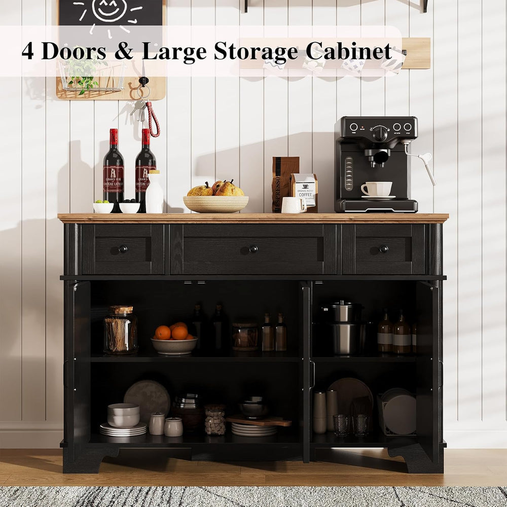 BestHaped Farmhouse Buffet Cabinet with Storage, Black Sideboard Buffet Cabin...
