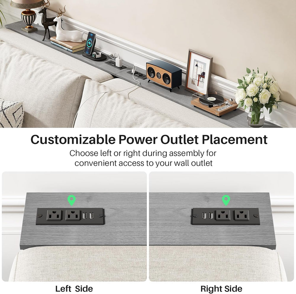 Kitstorack Narrow Sofa Table with Charging Station, 78.8" Behind Couch T...