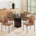 COLAMY Dining Chairs Set of 4, Modern Dining Chair, Leather Upholstered Dining Chairs, Kitchen Chairs with Curved Back and Metal Legs for Dining Room Kitchen Restaurant, Brown