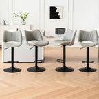 Rowill Bar Stools Set of 2 Modern Counter Height Barstools Swivel Adjustable Faux Leather Bar Chairs for Kitchen Island with Back and Metal Base, Gray