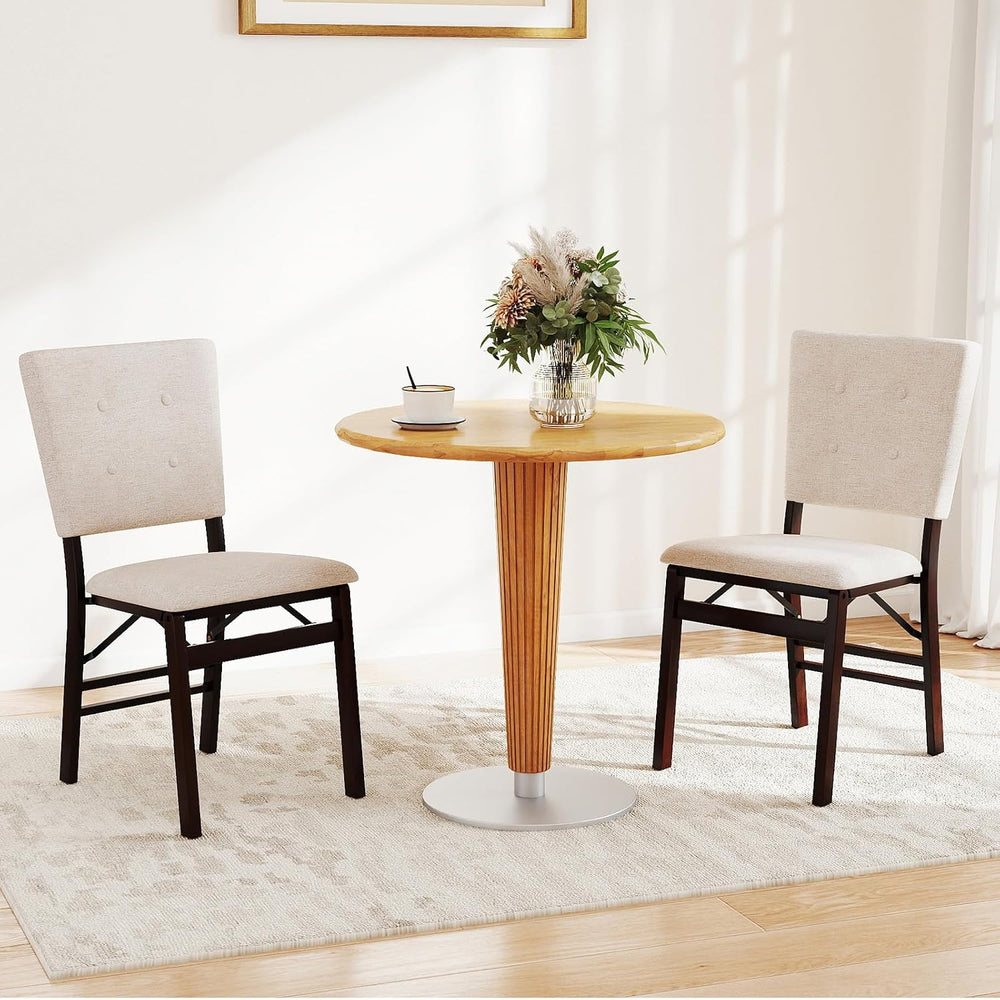 Giantex Folding Dining Chairs Set of 2, Armless Kitchen Chair w/Padded Seat &...