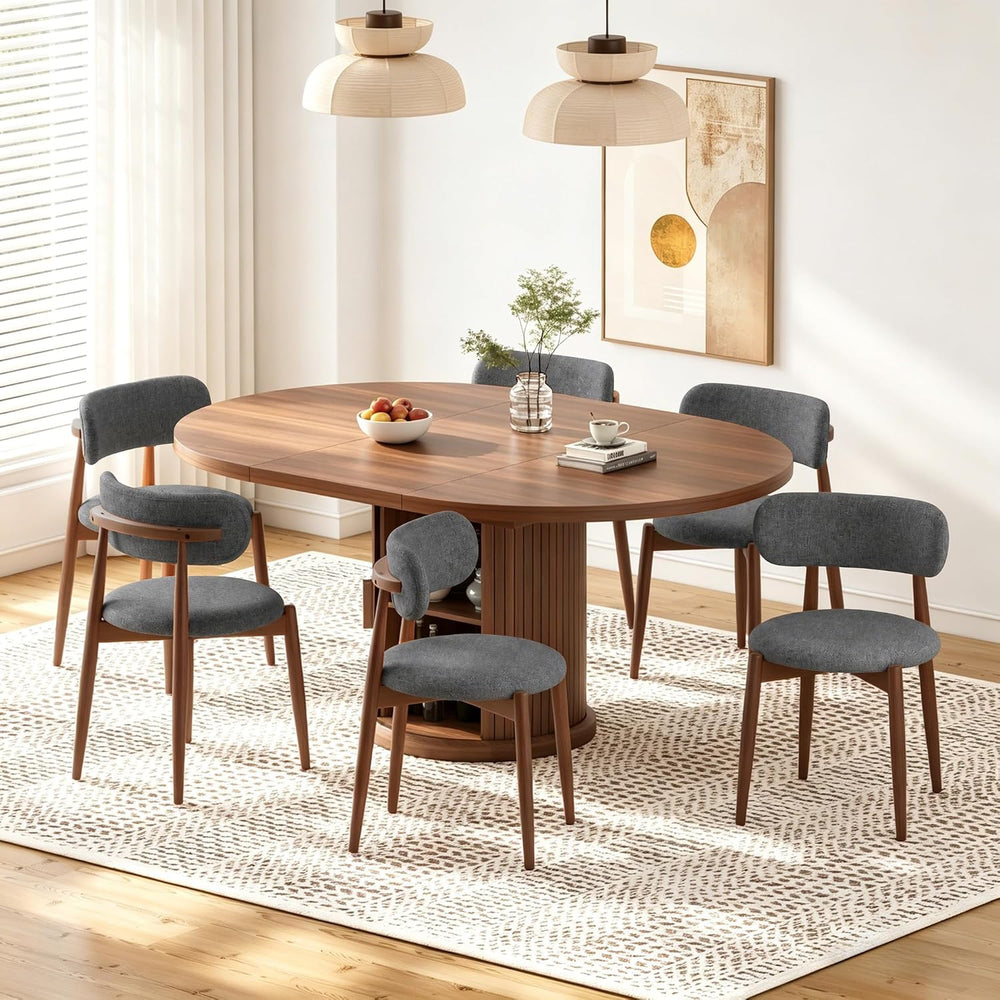 Wooden Dining Chairs Set of 4, Mid Century Modern Upholstered Kitchen Chairs ...