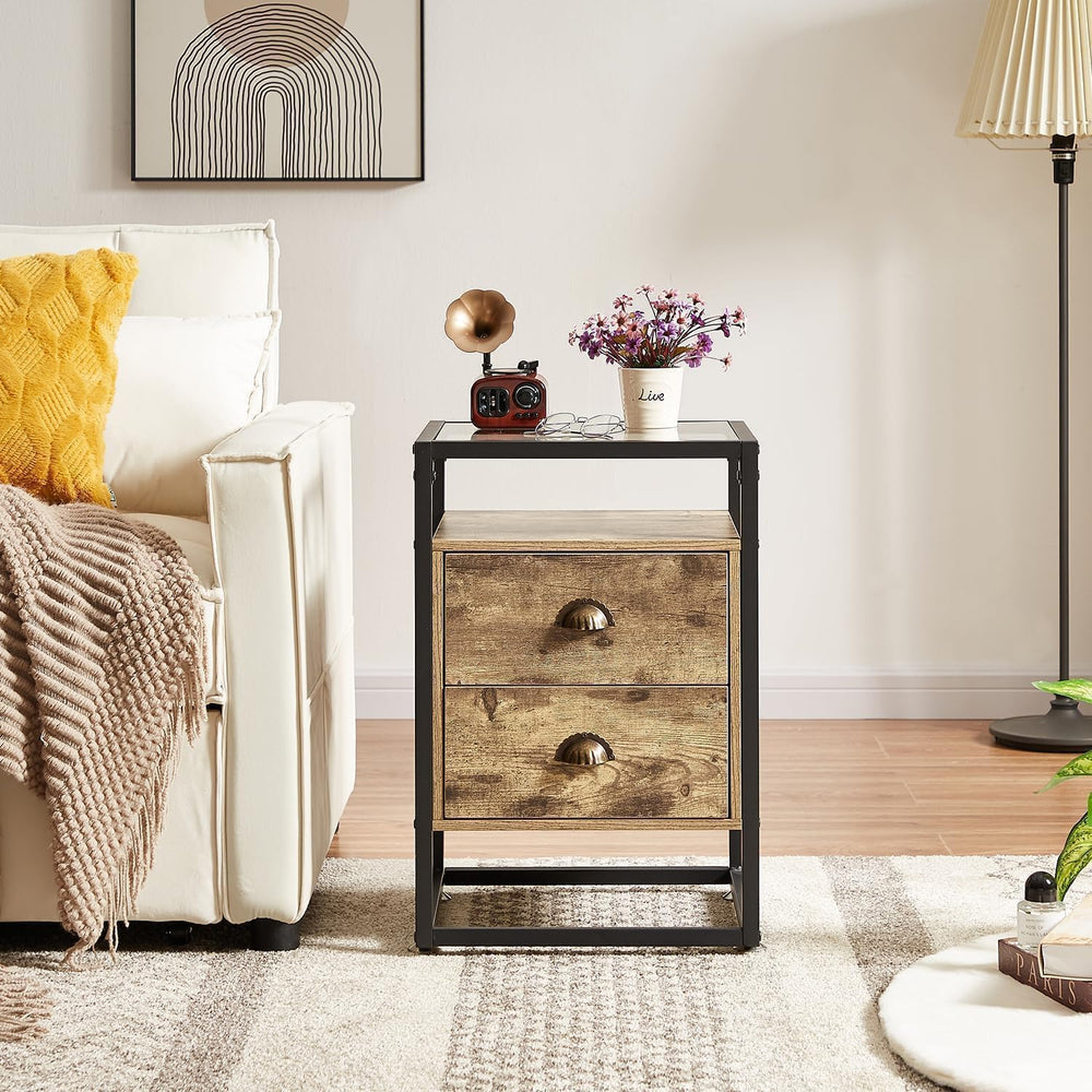 VECELO Bedside End Table, Modern Nightstand with Drawer, Night Stand for Livi...