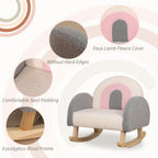 Qaba Kids Sofa Toddler Rocking Chair Solid Wooden Frame 18-36 Months Gray | Faux Lamb Fleece Fabric, Kids Arm Chair, Nursery Or Playroom