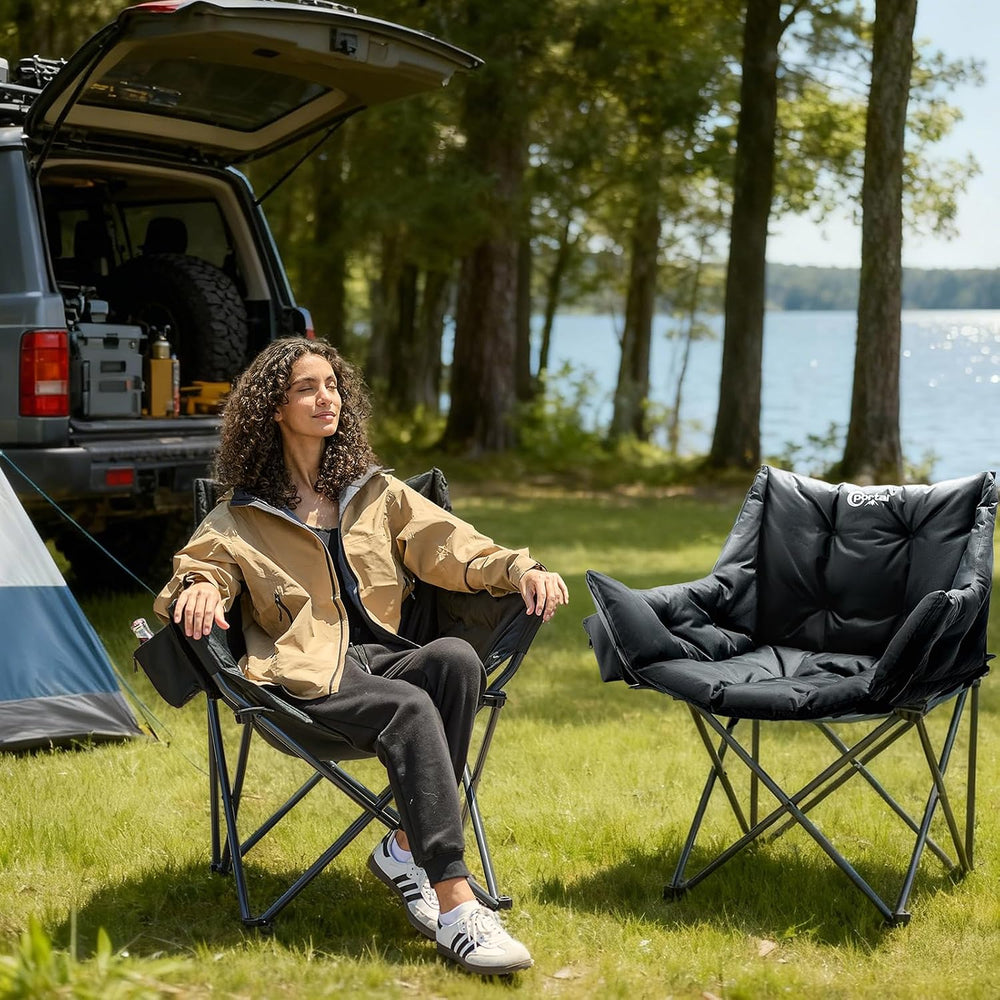 Portal 33" Oversized 2 Pack Padded Camping Chair - Heavy Duty Folding Ch...