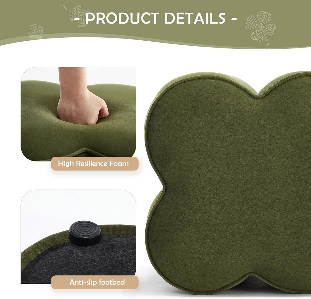 Olive Green Velvet Ottoman Set of 2, Modern Small Vanity Stool | Multi-Functi...