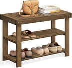 SONGMICS Shoe Rack Bench, 3-Tier Bamboo Shoe Storage Organizer, Entryway Bench, Holds Up to 286 lb, 11.3 x 27.6 x 17.8 Inches, for Entryway Bathroom Bedroom, Yellow Brown ULBS04WL