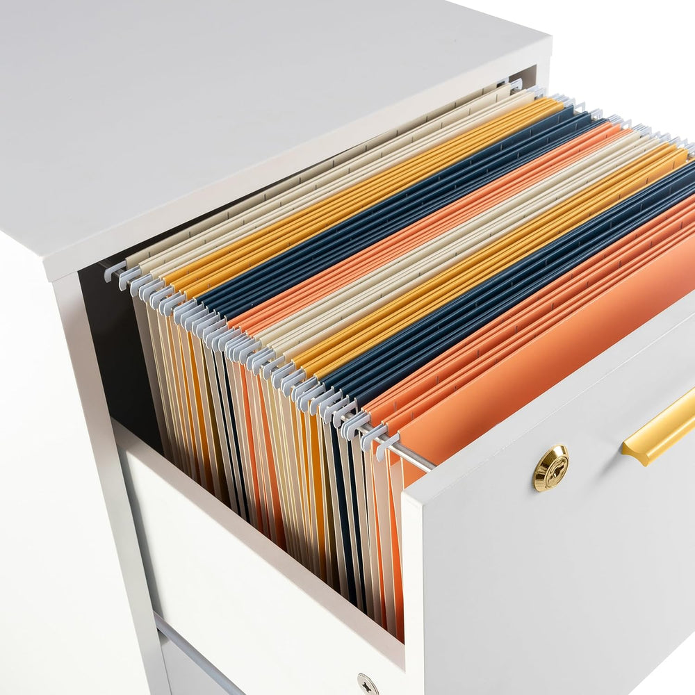 Lavish Home 2 Drawer File Cabinet - Filing Cabinet with Lock - Rolling File C...