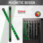 ALOANES 3-Piece Magnetic Socket Organizer, Heavy Duty Aluminum Socket Rails Organizer, 360° Swivel Clips Socket Holder Kit for Tool Box, 1/2-Inch Socket Holder x 36 Clips (Green)