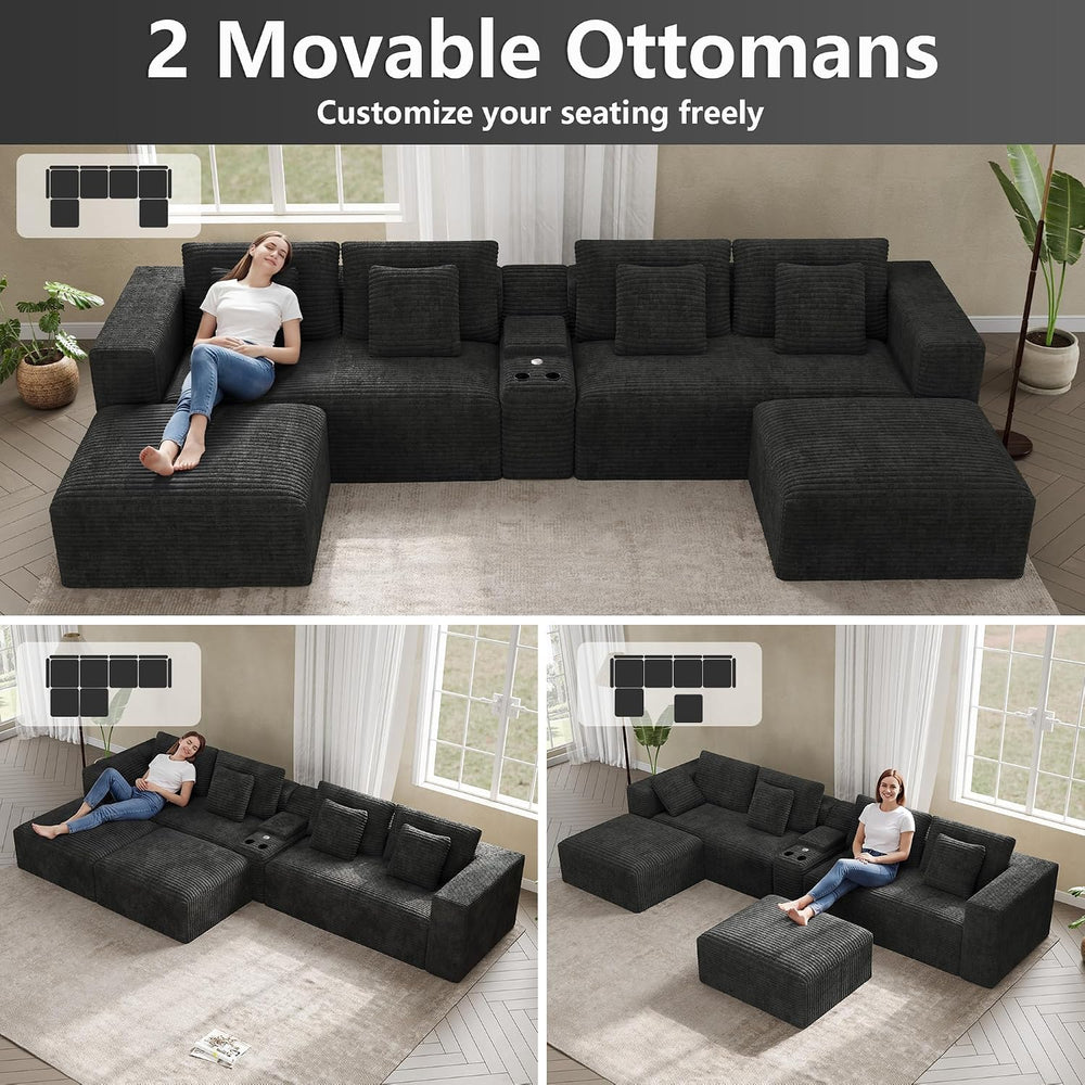 151" U Shaped Cloud Sectional Couch Modular Sofa, Comfy Oversized Couche...