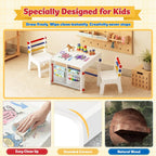 DOREROOM Wooden Kids Table & Chair, Graffiti Desktop & Storage, Multicolor | 4-in-1 Activity Table Set for Drawing, Crafts & Arts, Reading, Learning, Toddler Desk for Playroom, Daycare, Home, Ages 3+
