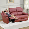 Recliner Sofa Set Couches for Living Room Chair Semi PU Fabric Living Room Furniture Sets, Adjusted Loveseat Reclining Couch Furniture Sofa Set for Theater Seating, 3-Seater, Red