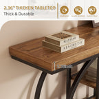 Shintenchi 41.3” Console Table with Storage, Industrial Entryway Table, 4-Tier Shelves Sofa Table Behind Couch, Narrow Wood Accent Table for Living Room, Entryway,Entrance, Hallway, Foyer,Rustic Brown