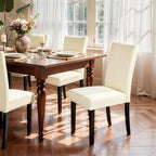 SyMax Dining Chairs Set of 6, Faux Leather Parson Dining Room Chairs, Modern High-End Kitchen Side Chairs for Bedroom, Living Room, Cream(No Table)
